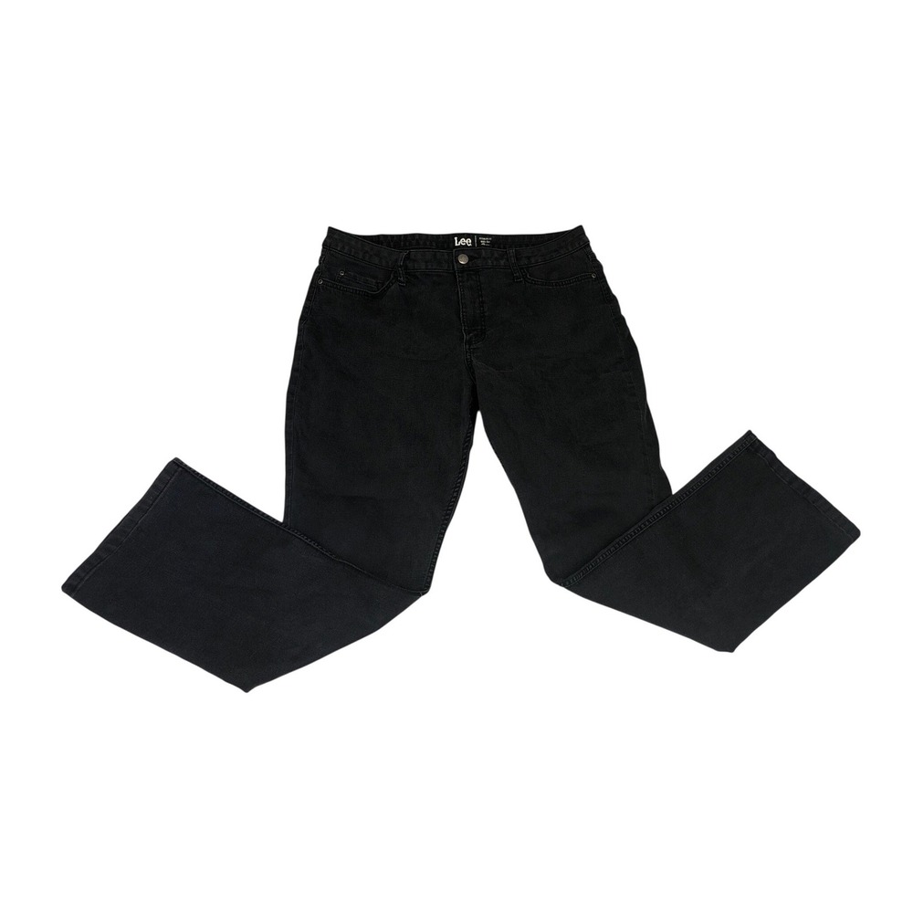 Lee Womens Regular Fit Bootcut Jeans Black Denim Mid Rise Stretch Size 18L